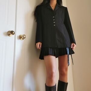Black Pinstripe Blazer and Skirt Set